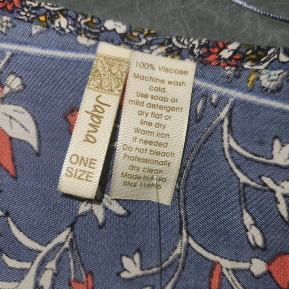 Japna Floral Kimono Cardigan Lightweight Open Front One Size Blue Red Boho 2436 - Picture 3 of 6